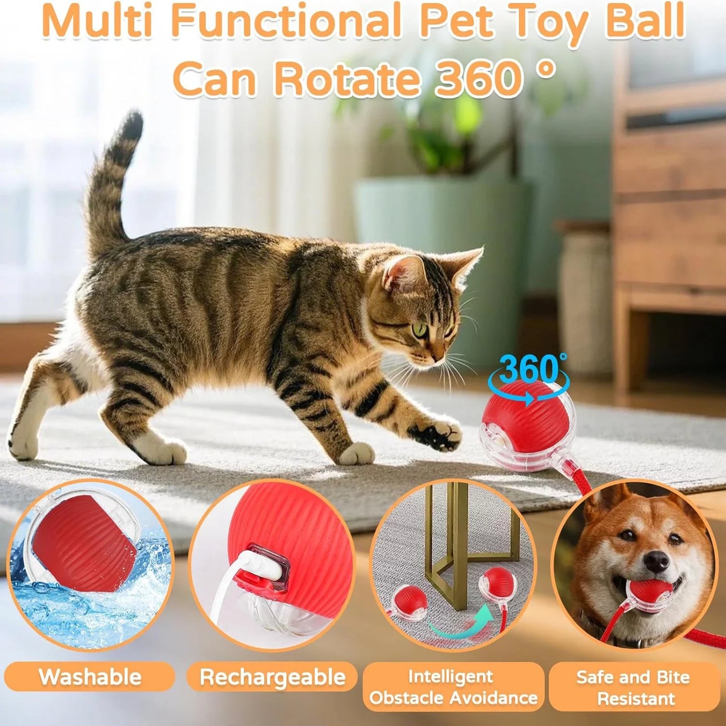 Interactive Rolling Ball Toy for Dogs and Cats - Smart Pet Training
