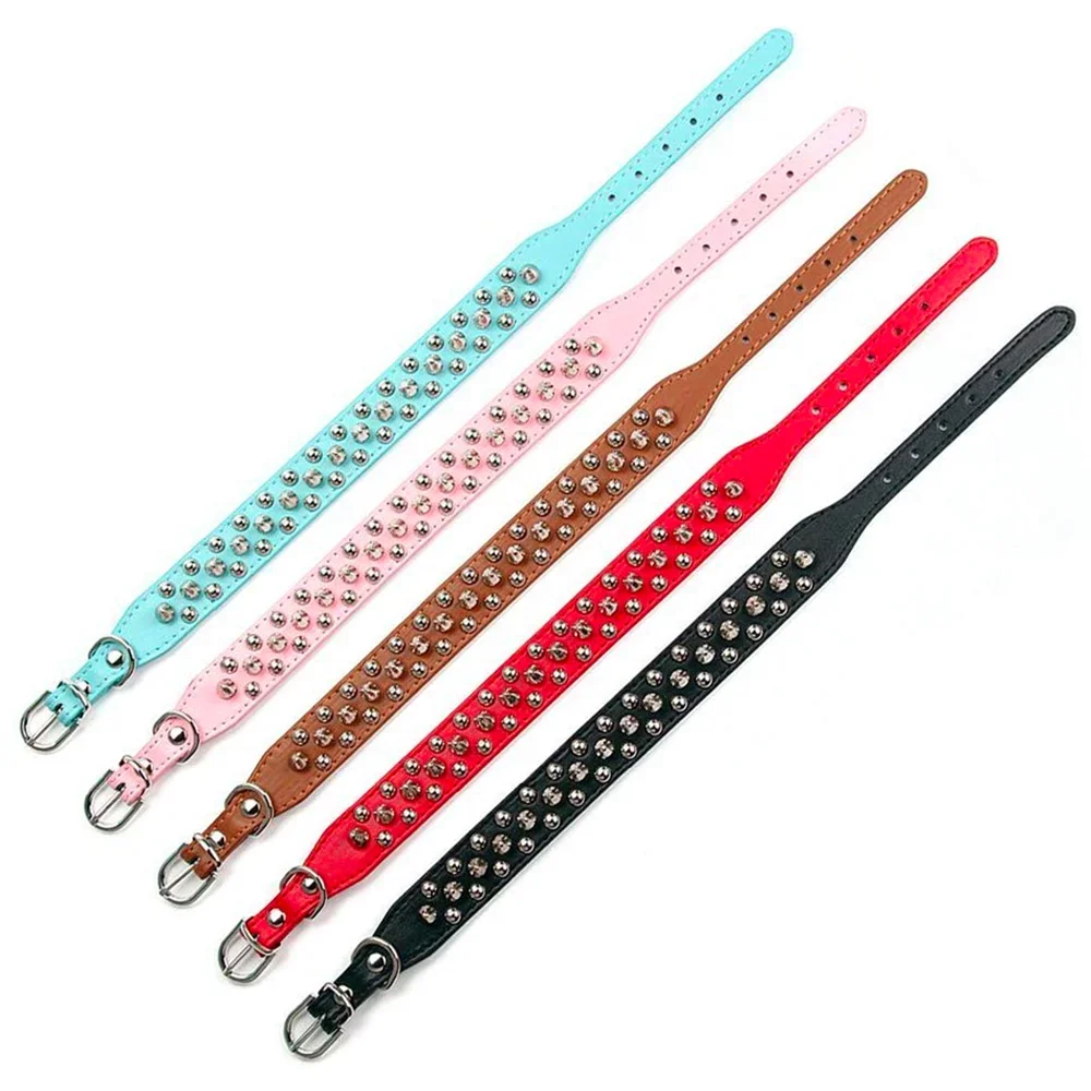 Adjustable Spiked Dog Collar - PU Leather Punk Rivet Pet Collar