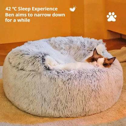 2 In 1 Soft Plush Pet Bed With Cover Round Cat Bed For Small Dogs