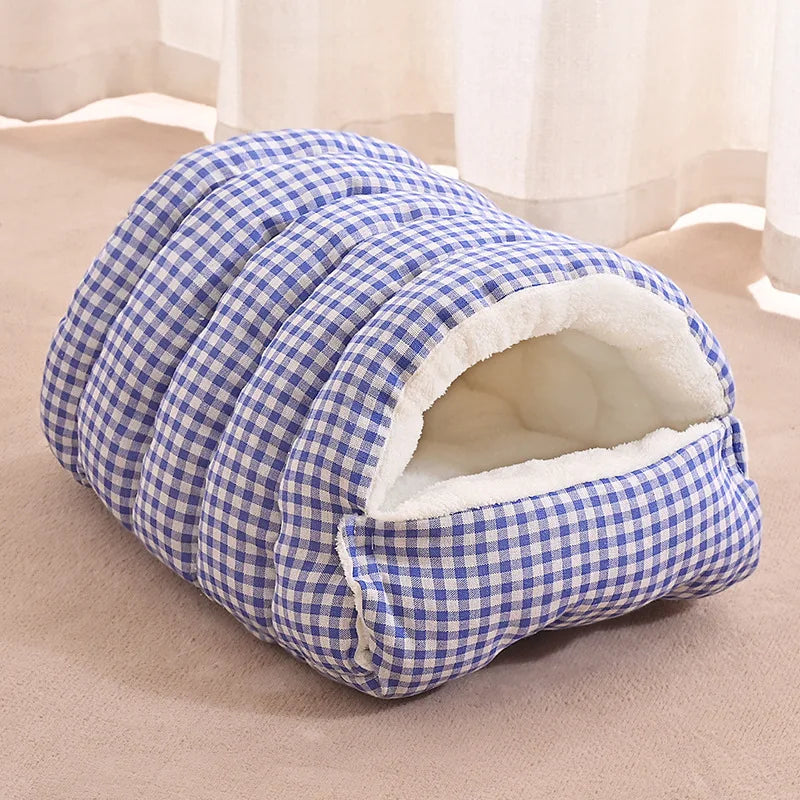 Foldable Winter Pet Bed for Cats and Dogs - Thickened Enclosed Design
