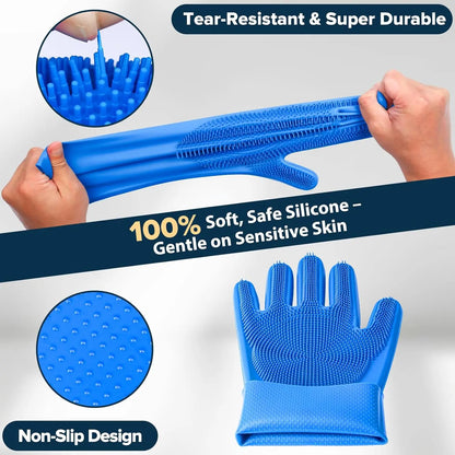 6-Piece Pet Grooming Kit - Dog Cat Washing Gloves & Bath Brushes