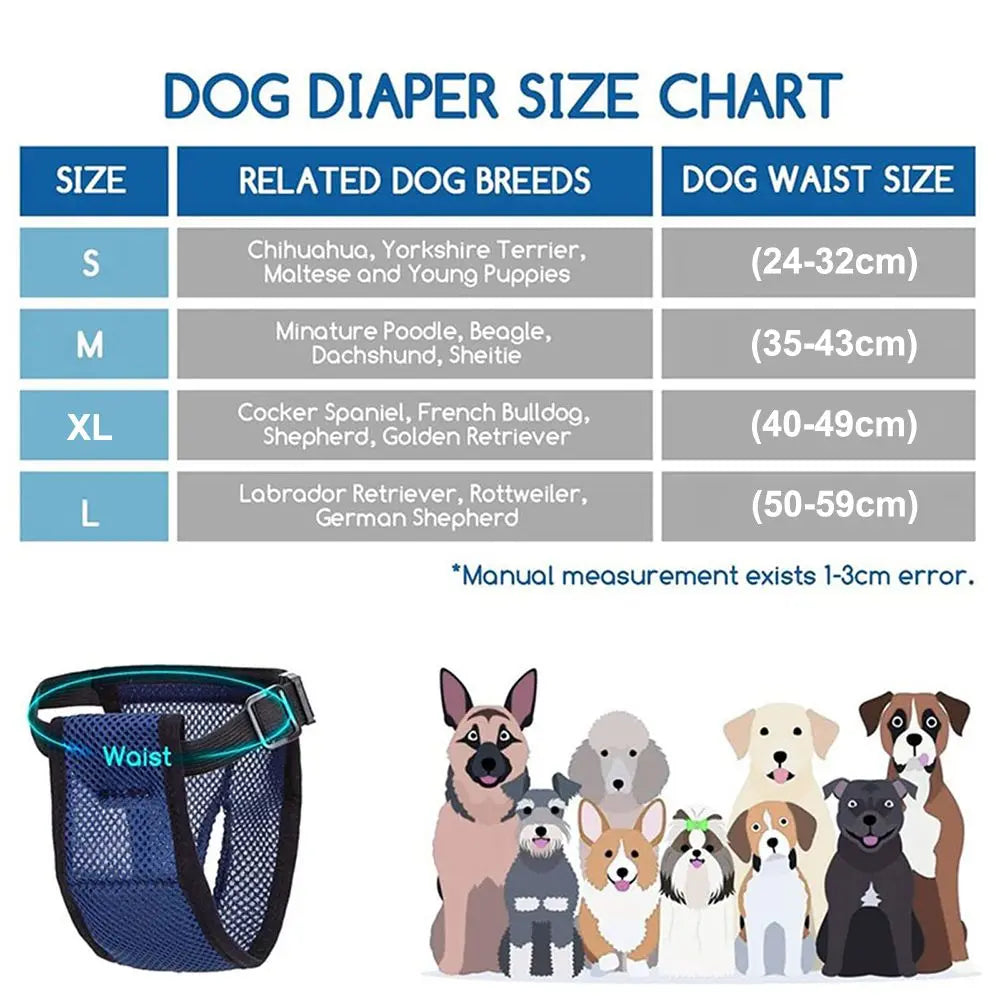 Dog Sanitary Panties with Washable Reusable Diapers - 3 Pack