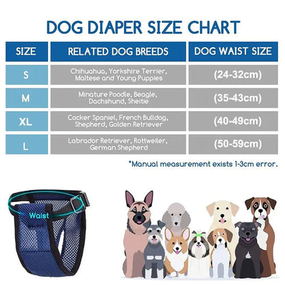 Dog Sanitary Panties with Washable Reusable Diapers - 3 Pack