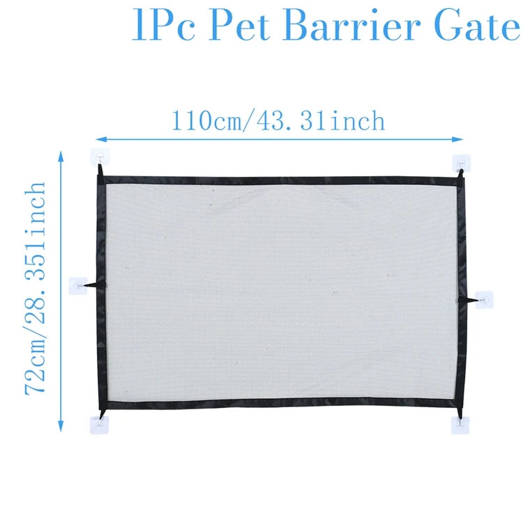Pet Dog Barrier Fence With Hooks - Folding Mesh Safety Gate