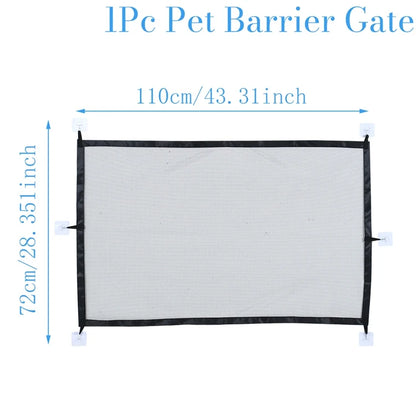 Pet Dog Barrier Fence With Hooks - Folding Mesh Safety Gate