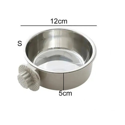 Pet Food Bowl Hanging Stainless Steel 2-in-1 Detachable Design