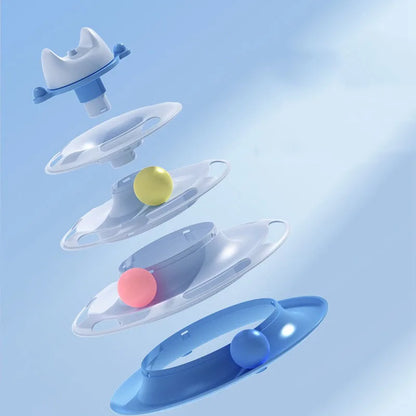 Interactive Cat Toy Tower With Track Balls And Feather