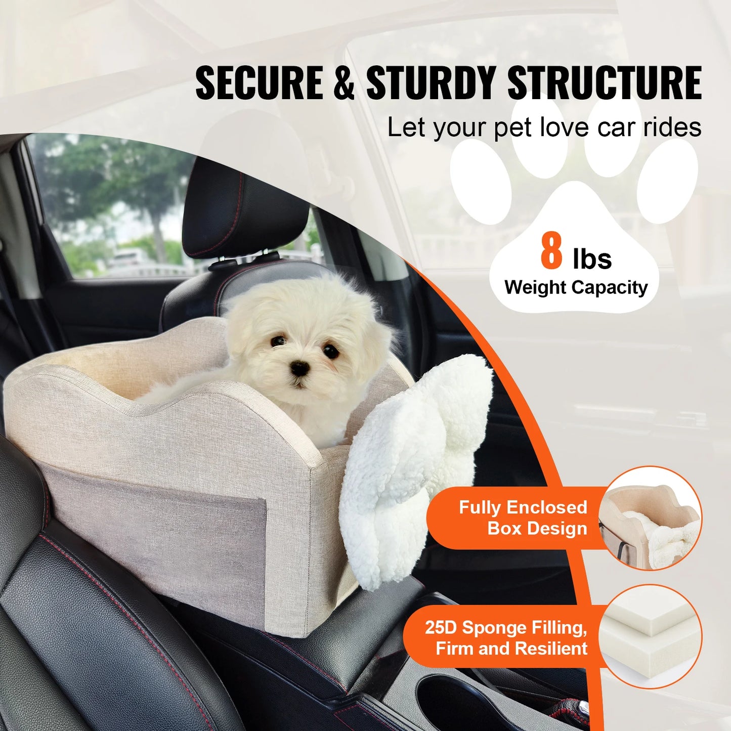 Console Dog Car Seat Center Booster With Leash For Small Dogs