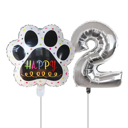 Dog Birthday Party Balloons Set - 30 Inch Paw Print Aluminum Foil