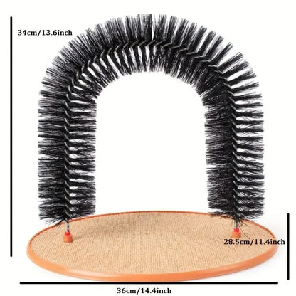 Cat Grooming Arch Self-Massage Brush Toy With Scratching Pad