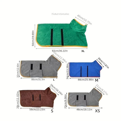 Premium Dog Bathrobe Absorbent Quick Drying Bath Towel For All Sizes