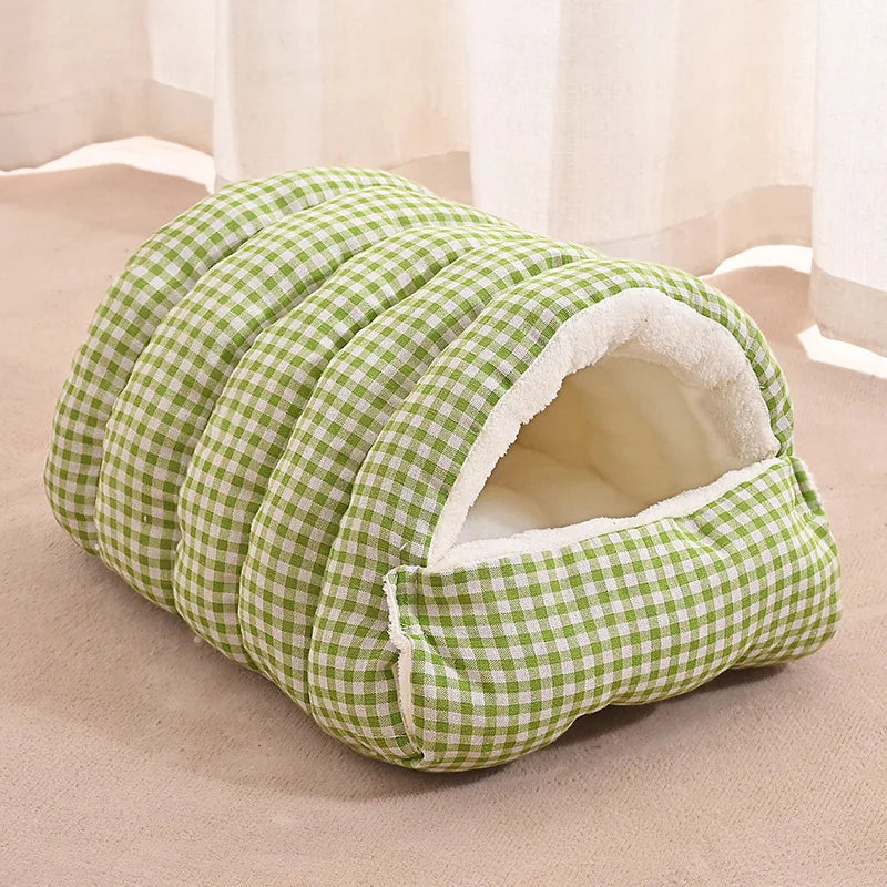 Foldable Winter Pet Bed for Cats and Dogs - Thickened Enclosed Design