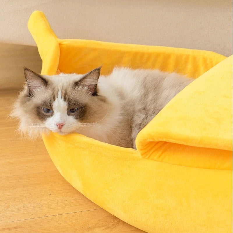 Banana Cat Bed House - Funny Cute Cozy Pet Mat Warm Portable