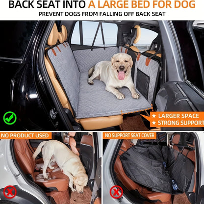 Waterproof Dog Car Seat Cover - Hammock Style Pet Back Seat Protector
