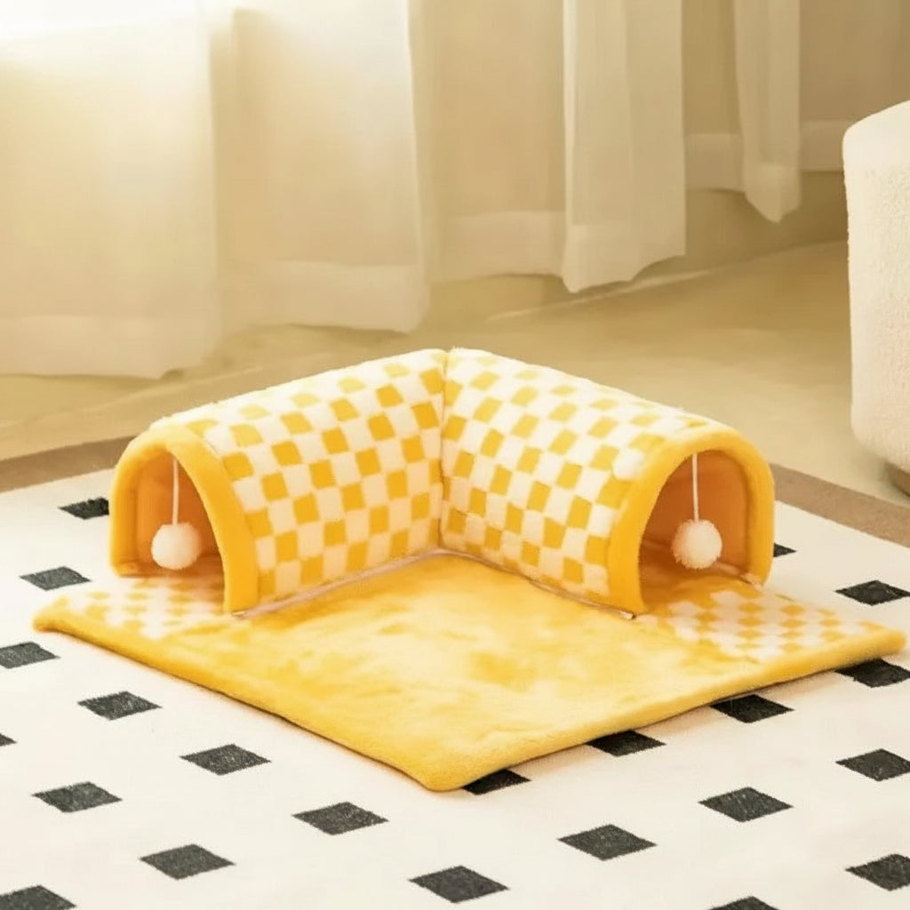 Cat Tunnel Bed Warm Winter Pet House Washable Blanket Toy