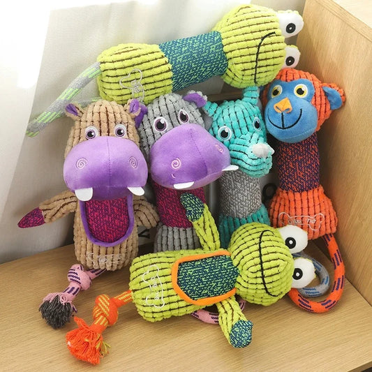 Dog Squeaky Toys - Bite Resistant Corduroy Animal Shapes For All Dogs