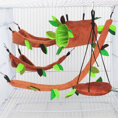 5 Piece Plush Hamster Hammock Set - Cotton Round Swing For Small Pets