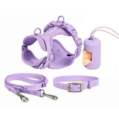 Dog Chest Harness Set - 11 Colors Waterproof PVC with Leash