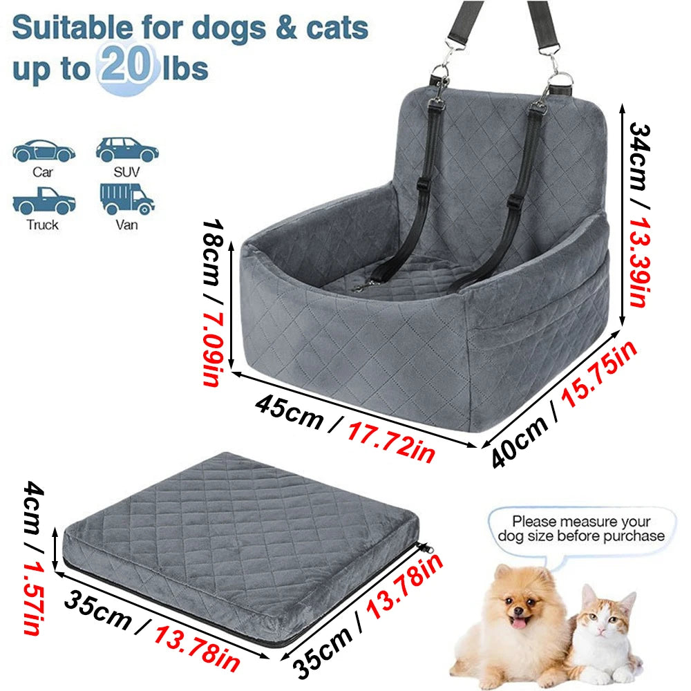 Portable Dog Car Seat With Safety Belt For Small Medium Dogs