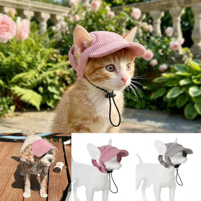 Cute Pet Hat Adjustable Breathable Cap With Ear Holes For Cats Dogs