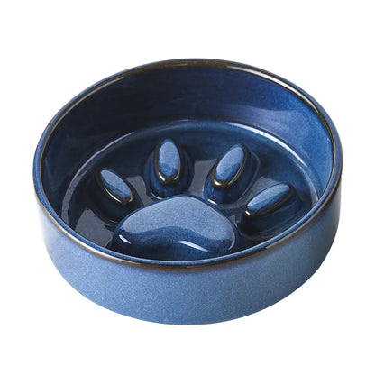 Japanese Ceramic Pet Bowl Set With Slow Feeder And Wood Stand