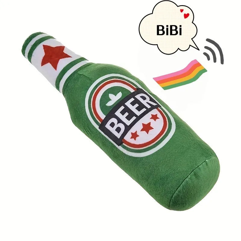 Realistic Beer Bottle Dog Toy - Squeaking Interactive Play Toy